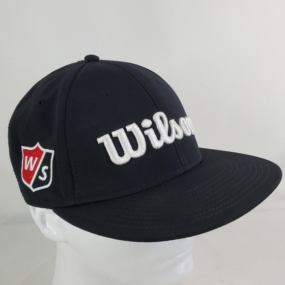 Wilson Tour W/S Flat Brim Golf Hat Black Adjustable Strapback Embroidered Logo. - Picture 1 of 12